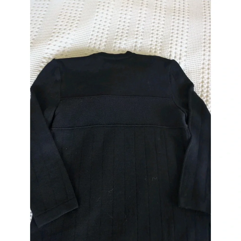 St John Basics Santana Knit Sweater Small Black Ribbed Pullover Side Slit 3/4‎